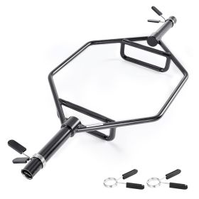Trap Bar Hex Bar, 2-Inch Hex Barbell, 800 LBS Capacity Shrug Bars with Knurled Grips, Weightlifting and Strength Training Equipment (Color: Black, Structure: Integrated)